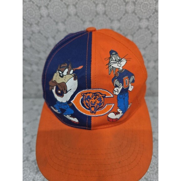 Vintage Chicago Bears Looney Tunes Taz Bug Baseball Cap Hat Orange Blue YOUTH - Picture 3 of 10